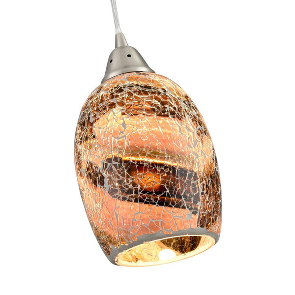 Atlas Avalon 5'' Wide 1-Light Pendant - Hand-Painted Crackled Glass in Rich Maroon with Satin Nickel Finish CL12063-RD