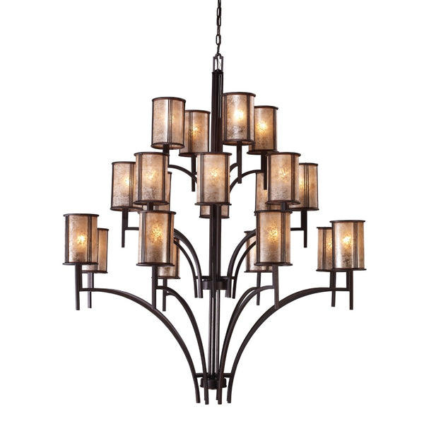 Atlas Barringer 5-Light Chandelier - Mission-Inspired Design with Tan Mica Shades for Timeless Elegance Aged Bronze 50'' CL12067-BZ