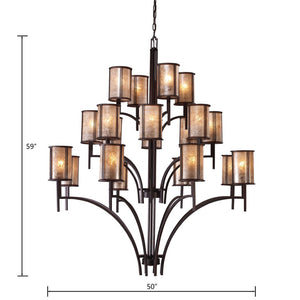 Atlas Barringer 5-Light Chandelier - Mission-Inspired Design with Tan Mica Shades for Timeless Elegance Aged Bronze 50'' CL12067-BZ