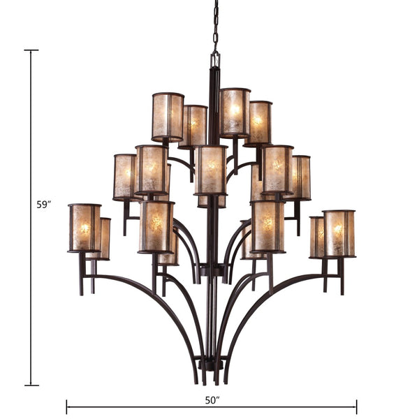 Atlas Barringer 5-Light Chandelier - Mission-Inspired Design with Tan Mica Shades for Timeless Elegance Aged Bronze 50'' CL12067-BZ