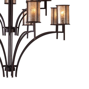 Atlas Barringer 5-Light Chandelier - Mission-Inspired Design with Tan Mica Shades for Timeless Elegance Aged Bronze 50'' CL12067-BZ