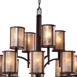 Atlas Barringer 5-Light Chandelier - Mission-Inspired Design with Tan Mica Shades for Timeless Elegance Aged Bronze 50'' CL12067-BZ