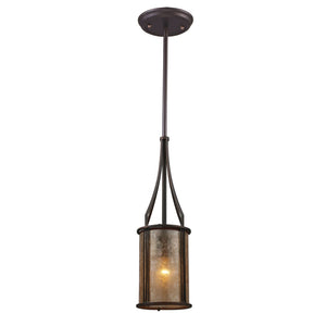 Atlas Barringer 6'' Wide Mini Pendant Light - Mission-Inspired Aged Bronze with Tan Mica Shade, Timeless Design CL12068-BZ