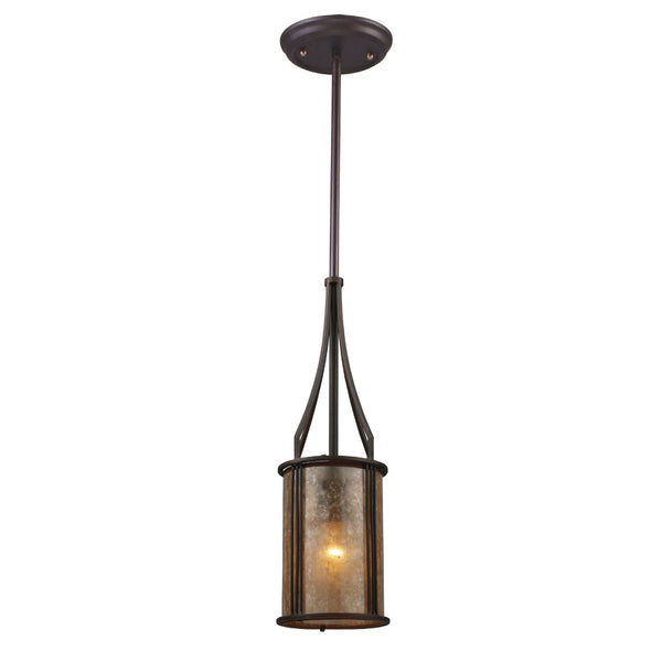 Atlas Barringer 6'' Wide Mini Pendant Light - Mission-Inspired Aged Bronze with Tan Mica Shade, Timeless Design CL12068-BZ