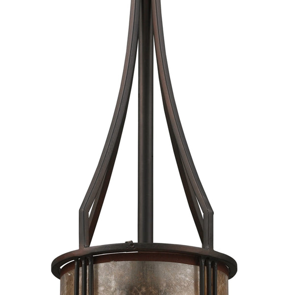 Atlas Barringer 6'' Wide Mini Pendant Light - Mission-Inspired Aged Bronze with Tan Mica Shade, Timeless Design CL12068-BZ