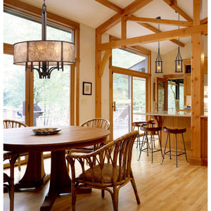 Atlas Barringer 6'' Wide Mini Pendant Light - Mission-Inspired Aged Bronze with Tan Mica Shade, Timeless Design CL12068-BZ