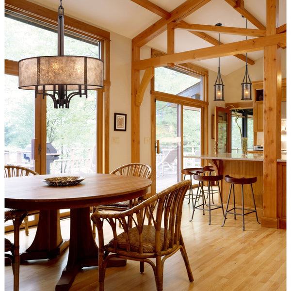 Atlas Barringer 6'' Wide Mini Pendant Light - Mission-Inspired Aged Bronze with Tan Mica Shade, Timeless Design CL12068-BZ