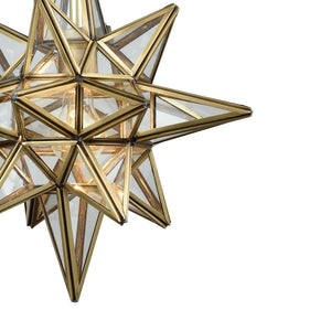 Atlas Beamer 12'' Wide Star-Shaped Mini Pendant Light - Brushed Brass & Clear Glass for Modern Spaces CL12069-BS