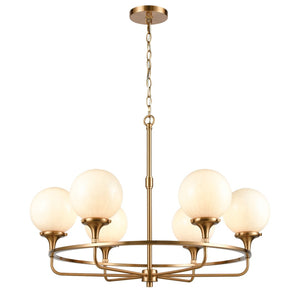 Atlas Beverly Hills 30" Wide Retro-Chic 6-Light Chandelier in Satin Brass - Elegant Globe Glass Design CL12072-BS