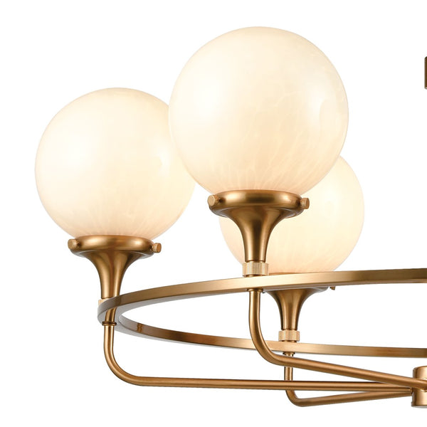 Atlas Beverly Hills 30" Wide Retro-Chic 6-Light Chandelier in Satin Brass - Elegant Globe Glass Design CL12072-BS