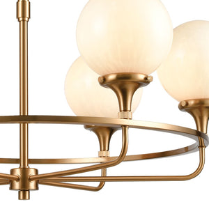 Atlas Beverly Hills 30" Wide Retro-Chic 6-Light Chandelier in Satin Brass - Elegant Globe Glass Design CL12072-BS