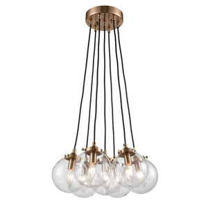 Atlas Boudreaux 12-Light Chandelier - Midcentury Modern Design with Radiant Glass Globes for Any Space Matte Black with Antique Gold 18'' CL12075-GD