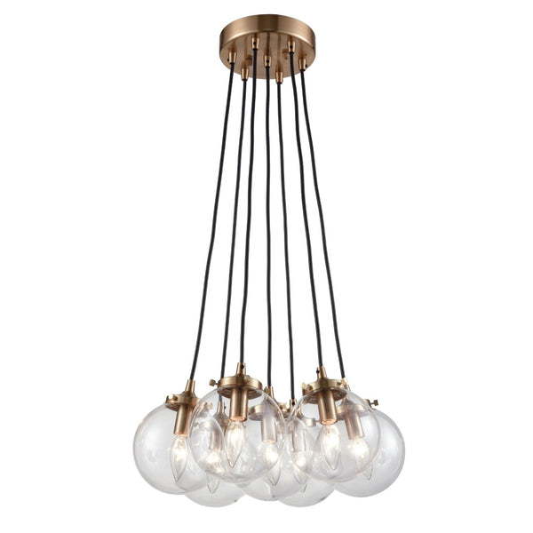 Atlas Boudreaux 12-Light Chandelier - Midcentury Modern Design with Radiant Glass Globes for Any Space Matte Black with Antique Gold 18'' CL12075-GD