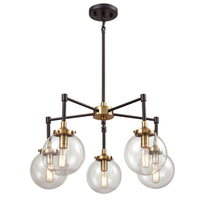 Atlas Boudreaux 12-Light Chandelier - Midcentury Modern Design with Radiant Glass Globes for Any Space Matte Black with Antique Gold 23'' CL12076-GD