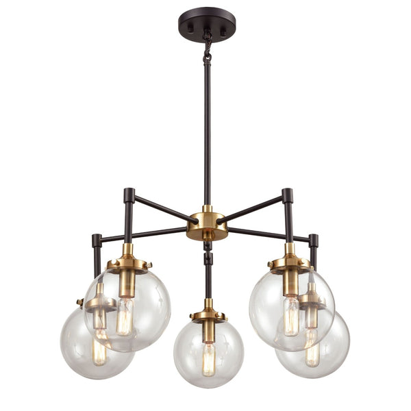 Atlas Boudreaux 12-Light Chandelier - Midcentury Modern Design with Radiant Glass Globes for Any Space Matte Black with Antique Gold 23'' CL12076-GD