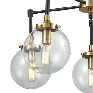 Atlas Boudreaux 12-Light Chandelier - Midcentury Modern Design with Radiant Glass Globes for Any Space Matte Black with Antique Gold 23'' CL12076-GD
