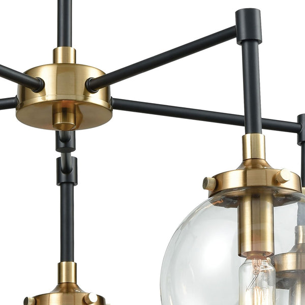 Atlas Boudreaux 12-Light Chandelier - Midcentury Modern Design with Radiant Glass Globes for Any Space Matte Black with Antique Gold 23'' CL12076-GD