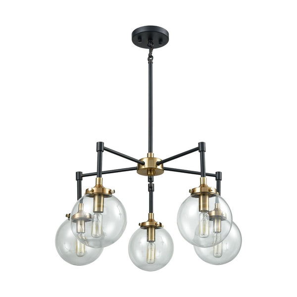 Atlas Boudreaux 12-Light Chandelier - Midcentury Modern Design with Radiant Glass Globes for Any Space Matte Black with Antique Gold 23'' CL12076-GD