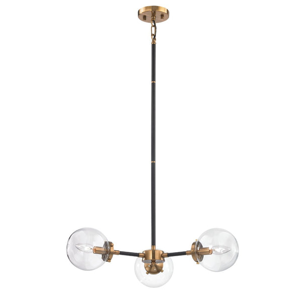 Atlas Boudreaux 12-Light Chandelier - Midcentury Modern Design with Radiant Glass Globes for Any Space Matte Black with Antique Gold 26'' CL12077-GD