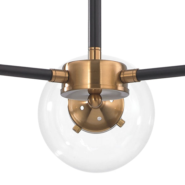 Atlas Boudreaux 12-Light Chandelier - Midcentury Modern Design with Radiant Glass Globes for Any Space Matte Black with Antique Gold 26'' CL12077-GD