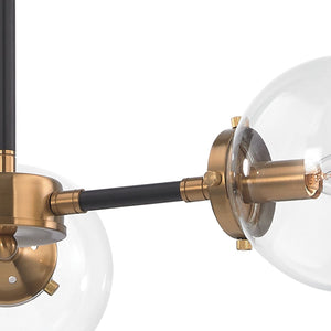 Atlas Boudreaux 12-Light Chandelier - Midcentury Modern Design with Radiant Glass Globes for Any Space Matte Black with Antique Gold 26'' CL12077-GD