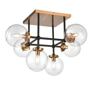 Atlas Boudreaux 3-Light Semi Flush Mount - Midcentury Modern Design with Elegant Glass Globes and Style Matte Black with Antique Gold 26'' CL12078-GD