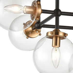 Atlas Boudreaux 3-Light Semi Flush Mount - Midcentury Modern Design with Elegant Glass Globes and Style Matte Black with Antique Gold 26'' CL12078-GD