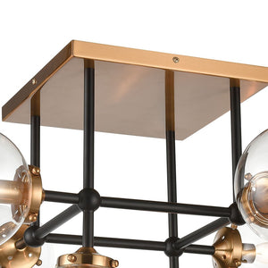 Atlas Boudreaux 3-Light Semi Flush Mount - Midcentury Modern Design with Elegant Glass Globes and Style Matte Black with Antique Gold 26'' CL12078-GD