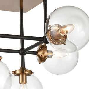 Atlas Boudreaux 3-Light Semi Flush Mount - Midcentury Modern Design with Elegant Glass Globes and Style Matte Black with Antique Gold 26'' CL12078-GD