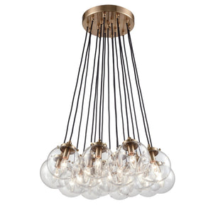 Atlas Boudreaux 12-Light Chandelier - Midcentury Modern Design with Radiant Glass Globes for Any Space Matte Black with Antique Gold 29'' CL12079-GD