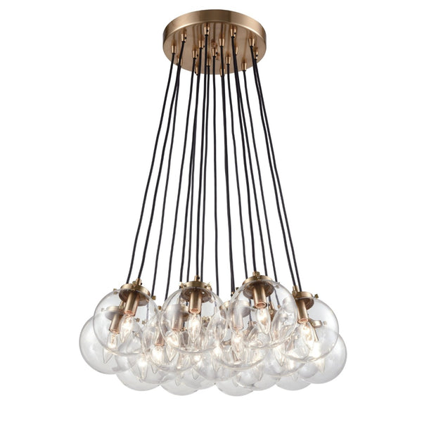 Atlas Boudreaux 12-Light Chandelier - Midcentury Modern Design with Radiant Glass Globes for Any Space Matte Black with Antique Gold 29'' CL12079-GD