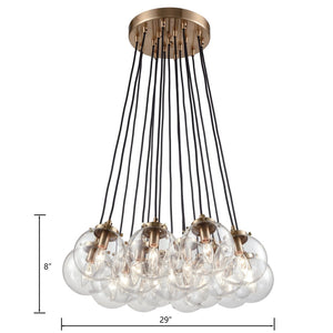 Atlas Boudreaux 12-Light Chandelier - Midcentury Modern Design with Radiant Glass Globes for Any Space Matte Black with Antique Gold 29'' CL12079-GD