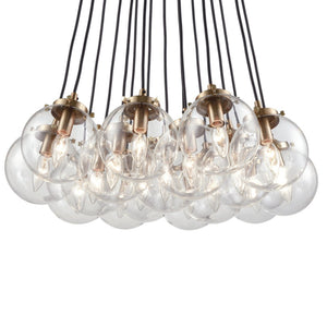 Atlas Boudreaux 12-Light Chandelier - Midcentury Modern Design with Radiant Glass Globes for Any Space Matte Black with Antique Gold 29'' CL12079-GD