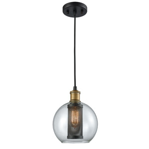 Atlas Bremington 8" Wide Pendant Light - Vintage-Inspired Oil Rubbed Bronze with Clear Glass Shade CL12084-BZ
