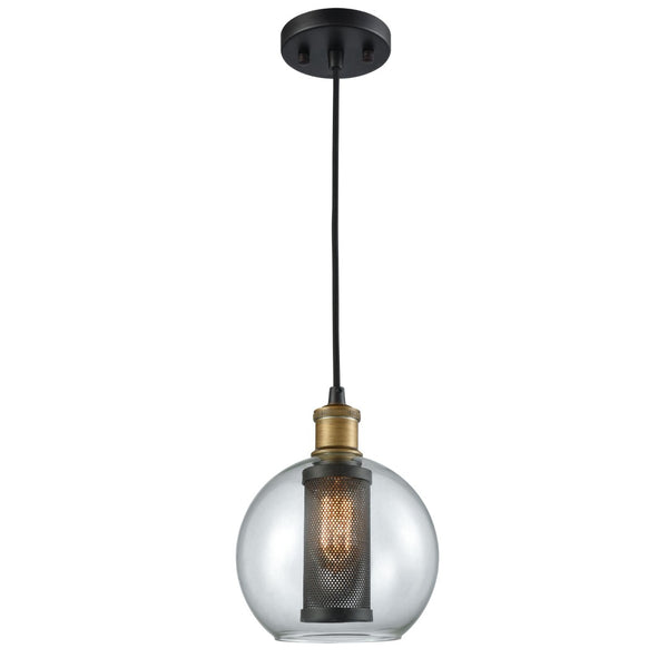 Atlas Bremington 8" Wide Pendant Light - Vintage-Inspired Oil Rubbed Bronze with Clear Glass Shade CL12084-BZ