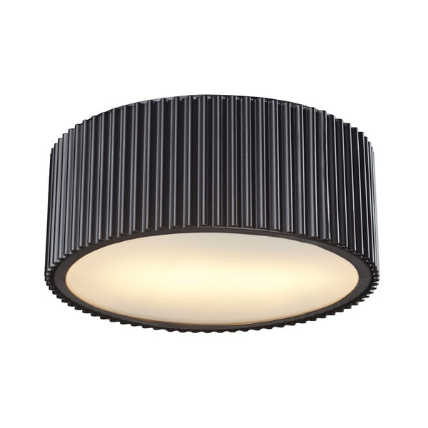 Atlas Brendon 2-Light Flush Mount Fixture - Modern Drum Design with Frosted Glass for Soft Illumination Oil Rubbed Bronze 13'' CL12085-BZ