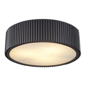 Atlas Brendon 2-Light Flush Mount Fixture - Modern Drum Design with Frosted Glass for Soft Illumination Oil Rubbed Bronze 17'' CL12086-BZ