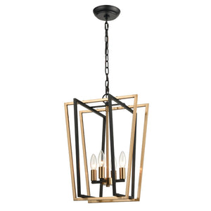 Atlas Bridgette 14" Wide 4-Light Pendant - Modern Matte Black and Satin Brass Fixture for Contemporary Spaces CL12087-BK