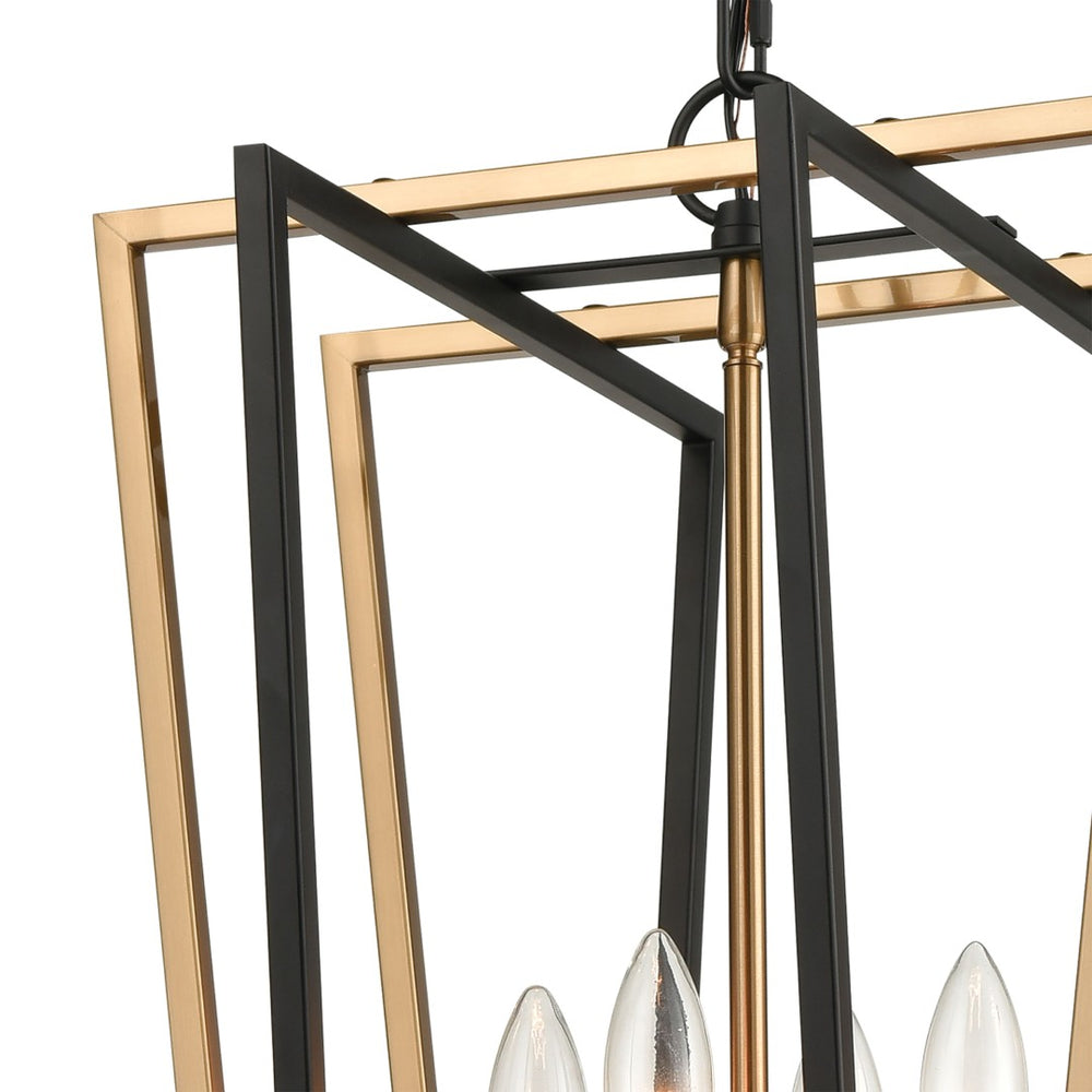 Atlas Bridgette 14" Wide 4-Light Pendant - Modern Matte Black and Satin Brass Fixture for Contemporary Spaces CL12087-BK