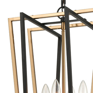 Atlas Bridgette 14" Wide 4-Light Pendant - Modern Matte Black and Satin Brass Fixture for Contemporary Spaces CL12087-BK