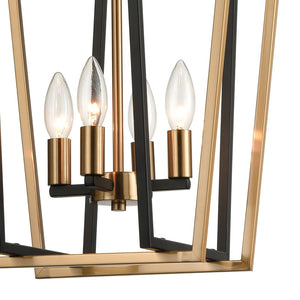 Atlas Bridgette 14" Wide 4-Light Pendant - Modern Matte Black and Satin Brass Fixture for Contemporary Spaces CL12087-BK