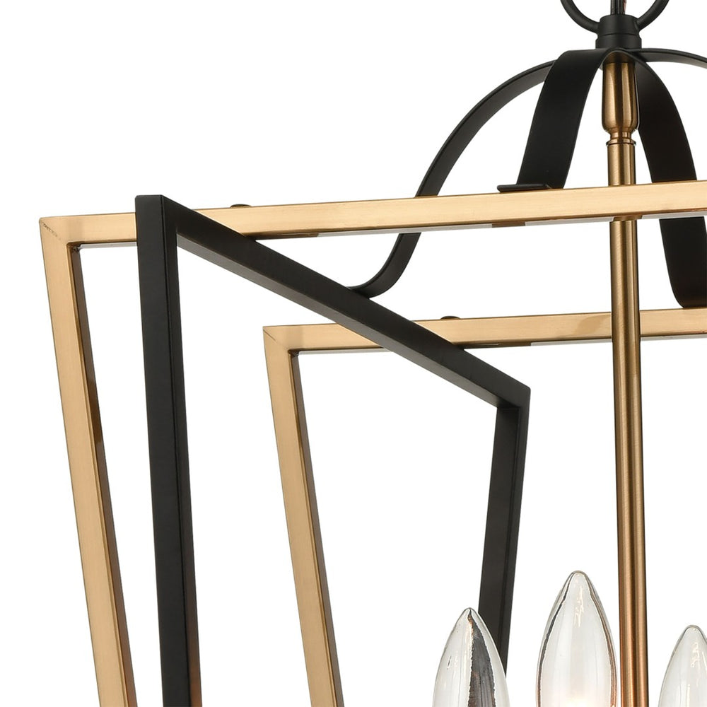 Atlas Bridgette 16" Wide 4-Light Chandelier - Modern Matte Black & Satin Brass, Stylish Geometric Design CL12088-BK