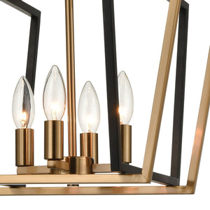 Atlas Bridgette 16" Wide 4-Light Chandelier - Modern Matte Black & Satin Brass, Stylish Geometric Design CL12088-BK