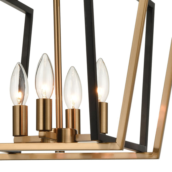 Atlas Bridgette 16" Wide 4-Light Chandelier - Modern Matte Black & Satin Brass, Stylish Geometric Design CL12088-BK