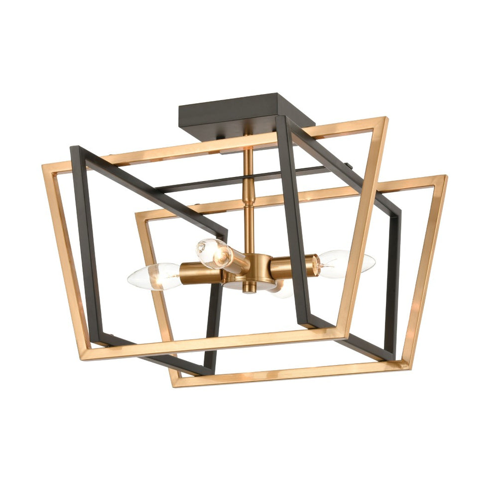 Atlas Bridgette 16" Wide 4-Light Semi Flush Mount - Modern Matte Black & Satin Brass Design for Elegance CL12089-BK