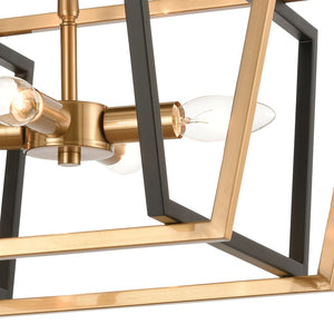 Atlas Bridgette 16" Wide 4-Light Semi Flush Mount - Modern Matte Black & Satin Brass Design for Elegance CL12089-BK