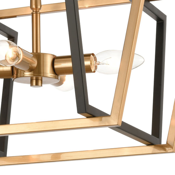 Atlas Bridgette 16" Wide 4-Light Semi Flush Mount - Modern Matte Black & Satin Brass Design for Elegance CL12089-BK