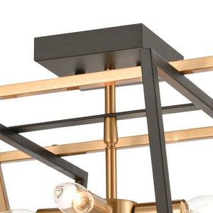 Atlas Bridgette 16" Wide 4-Light Semi Flush Mount - Modern Matte Black & Satin Brass Design for Elegance CL12089-BK