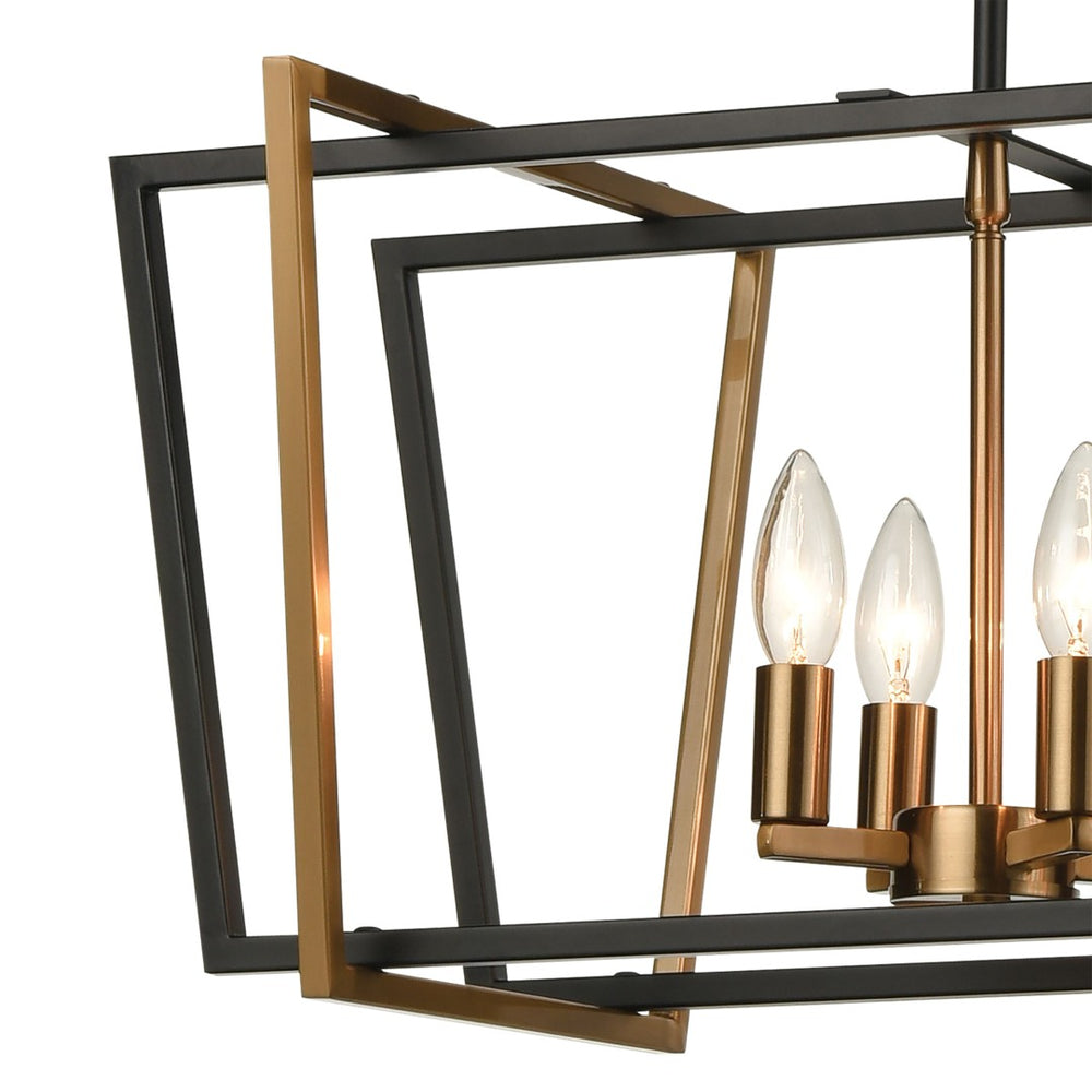 Atlas Bridgette 36'' Wide 8-Light Linear Chandelier - Modern Geometric Design in Matte Black & Brass Finish CL12090-BK