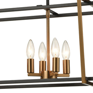 Atlas Bridgette 36'' Wide 8-Light Linear Chandelier - Modern Geometric Design in Matte Black & Brass Finish CL12090-BK